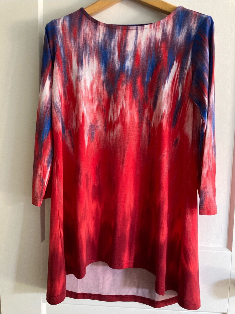 Linea by Louis Dell'Olio Red Multi-Color Boatneck Tunic